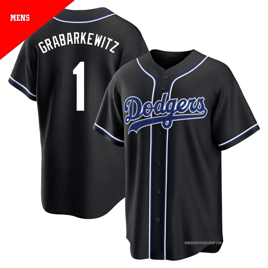 Men's Los Angeles Dodgers ＃1 Billy Grabarkewitz Black Replica Fashion Out Jersey