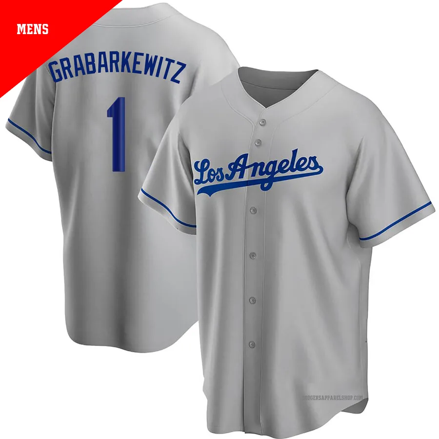 Men's Los Angeles Dodgers ＃1 Billy Grabarkewitz Gray Replica Road Jersey
