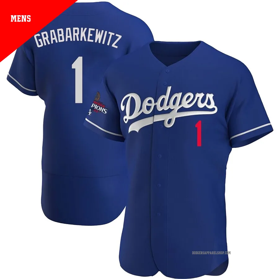 Men's Los Angeles Dodgers ＃1 Billy Grabarkewitz Royal Authentic Alternate 2024 World Series Champions Jersey