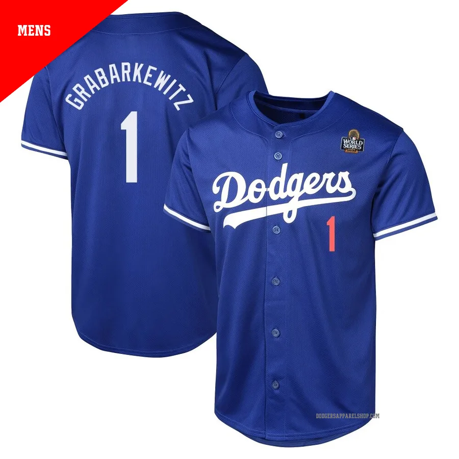 Men's Los Angeles Dodgers ＃1 Billy Grabarkewitz Royal Limited Alternate 2024 World Series Jersey