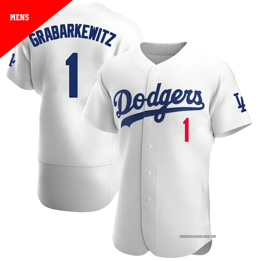 Men's Los Angeles Dodgers ＃1 Billy Grabarkewitz White Authentic Home Jersey