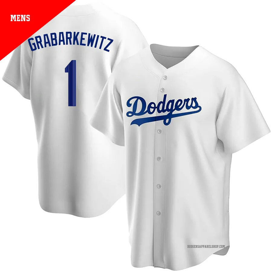 Men's Los Angeles Dodgers ＃1 Billy Grabarkewitz White Replica Home Jersey
