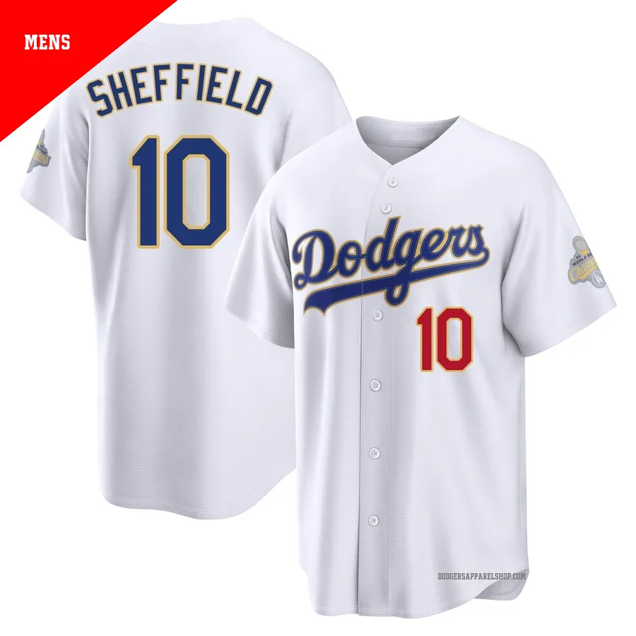 Men's Los Angeles Dodgers ＃10 Gary Sheffield Gold Limited White 2026 Collection Stadium Jersey