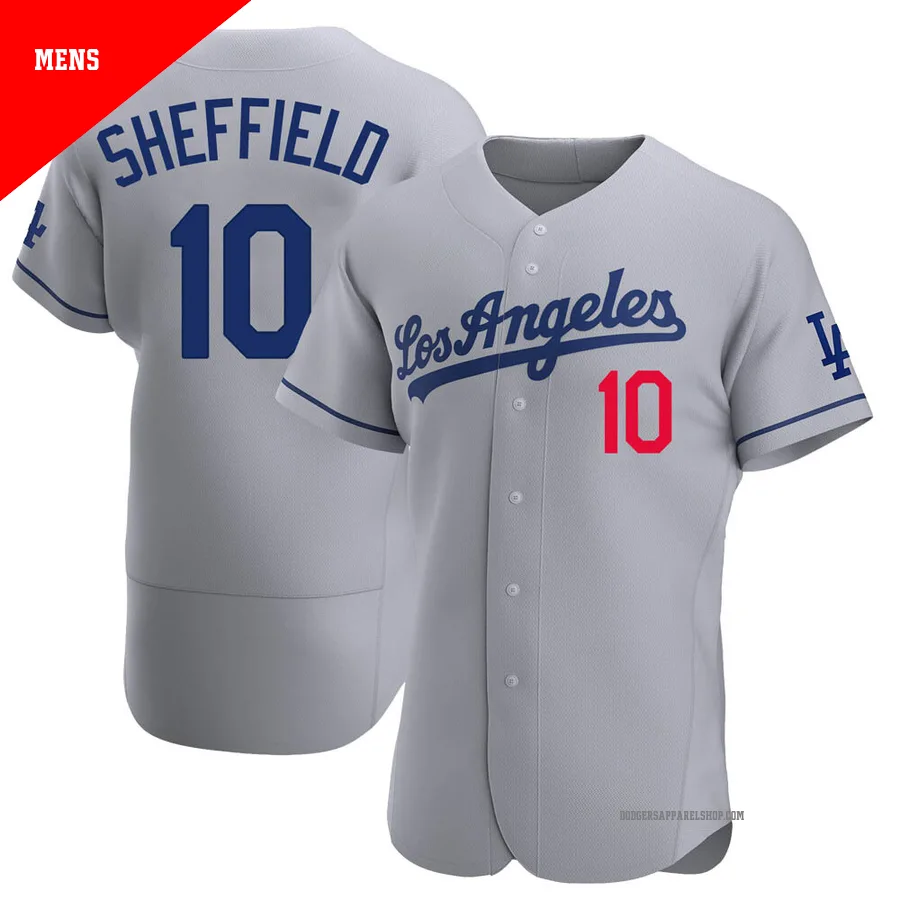 Men's Los Angeles Dodgers ＃10 Gary Sheffield Gray Authentic Away Jersey