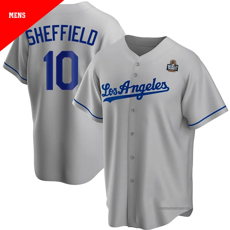Men's Los Angeles Dodgers ＃10 Gary Sheffield Gray Replica Road 2024 World Series Jersey