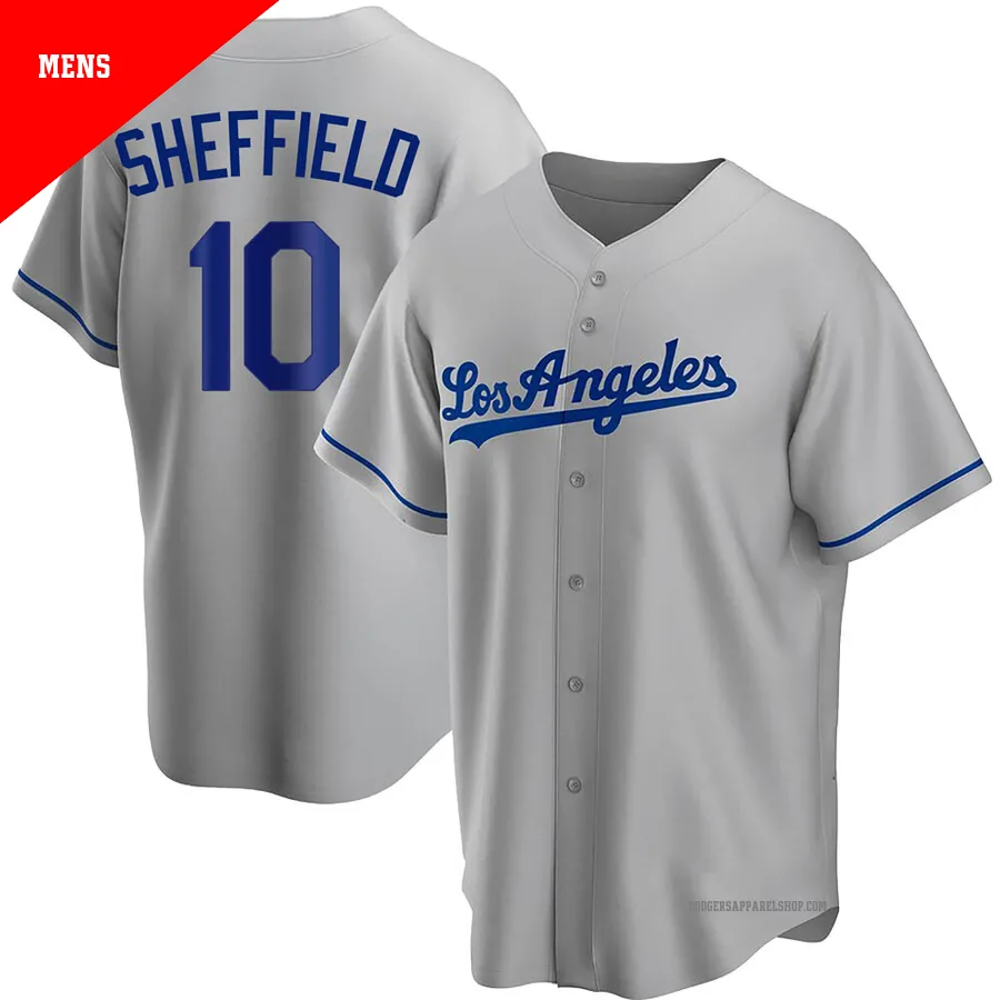 Men's Los Angeles Dodgers ＃10 Gary Sheffield Gray Replica Road Jersey