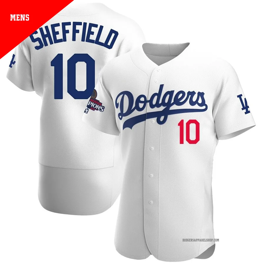 Men's Los Angeles Dodgers ＃10 Gary Sheffield White Authentic Home Official 2024 World Series Champions Jersey