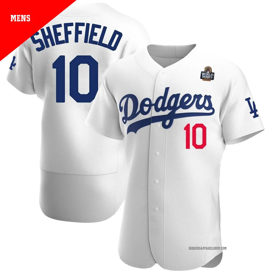 Men's Los Angeles Dodgers ＃10 Gary Sheffield White Authentic Home Official 2024 World Series Jersey