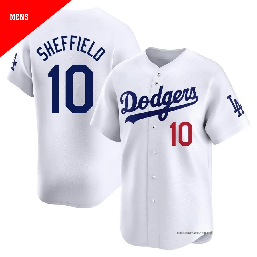 Men's Los Angeles Dodgers ＃10 Gary Sheffield White Limited Home Jersey