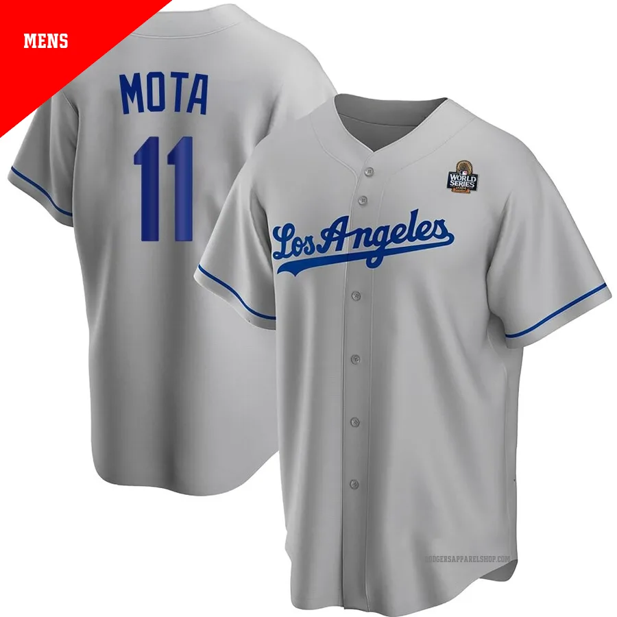 Men's Los Angeles Dodgers ＃11 Manny Mota Gray Replica Road 2024 World Series Jersey