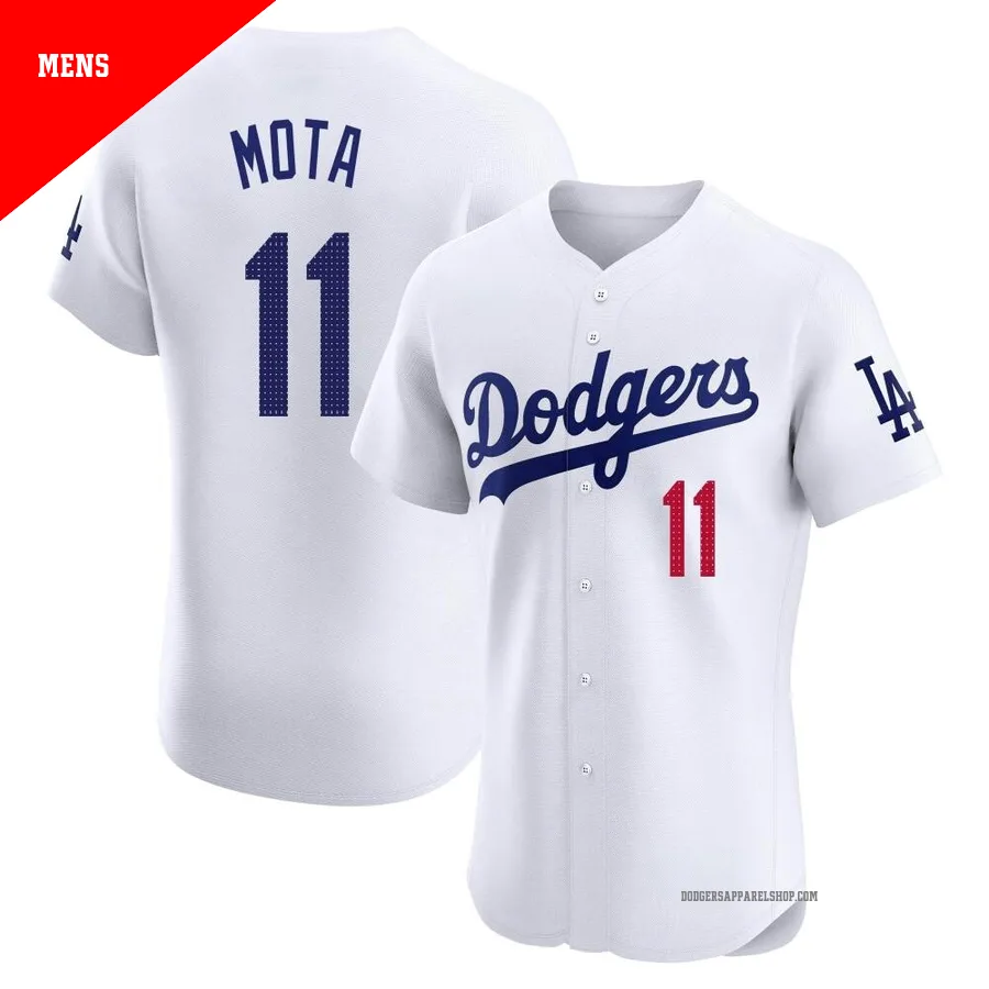 Men's Los Angeles Dodgers ＃11 Manny Mota White Elite Home Jersey