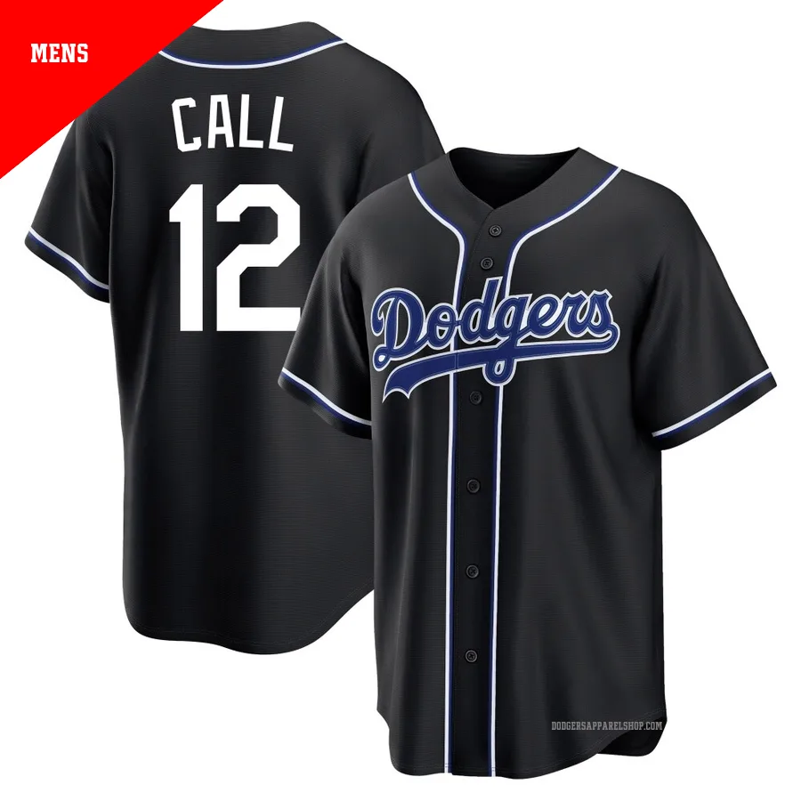 Men's Los Angeles Dodgers ＃12 Alex Call Black Replica Fashion Out Jersey