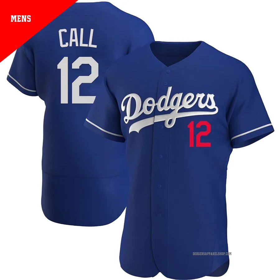 Men's Los Angeles Dodgers ＃12 Alex Call Royal Authentic Alternate Jersey