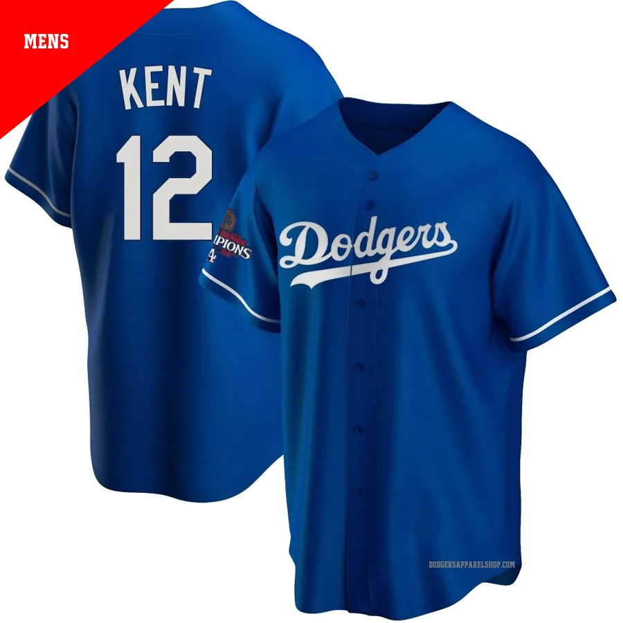 Men's Los Angeles Dodgers ＃12 Jeff Kent Royal Replica Alternate 2024 World Series Champions Jersey