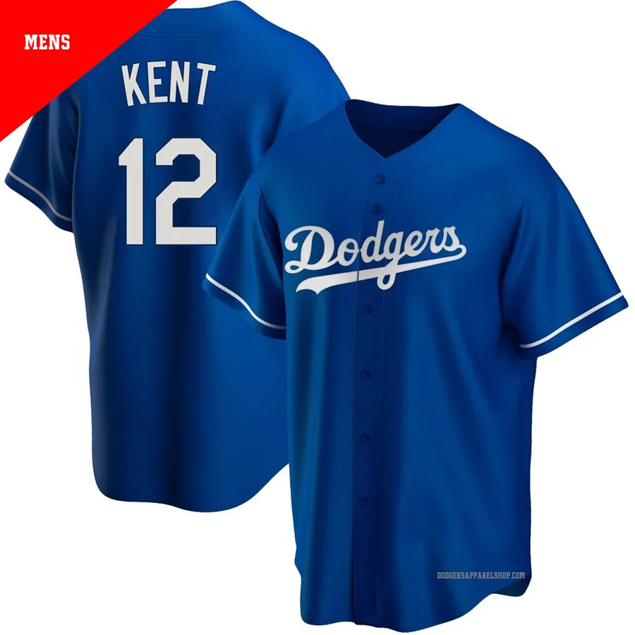 Men's Los Angeles Dodgers ＃12 Jeff Kent Royal Replica Alternate Jersey