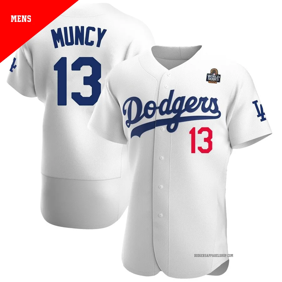 Men's Los Angeles Dodgers ＃13 Max Muncy White Authentic Home Official 2024 World Series Jersey