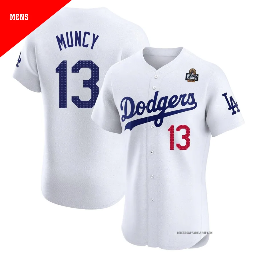 Men's Los Angeles Dodgers ＃13 Max Muncy White Elite Home 2024 World Series Jersey