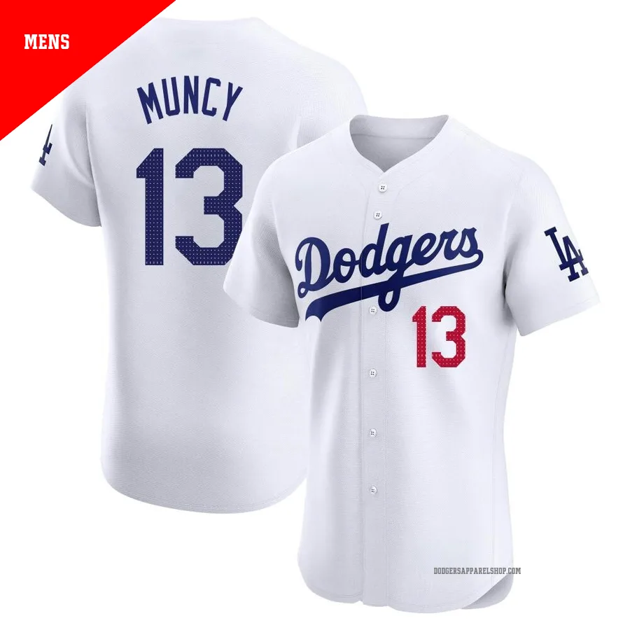 Men's Los Angeles Dodgers ＃13 Max Muncy White Elite Home Jersey
