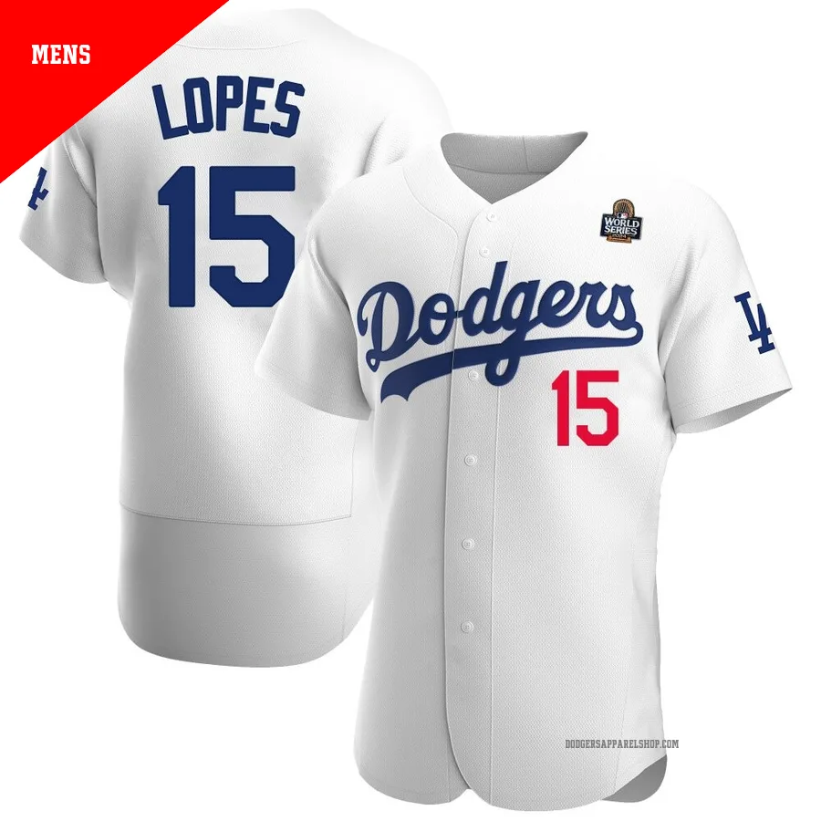 Men's Los Angeles Dodgers ＃15 Davey Lopes White Authentic Home Official 2024 World Series Jersey