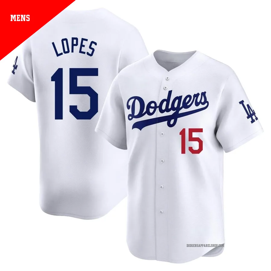 Men's Los Angeles Dodgers ＃15 Davey Lopes White Limited Home Jersey