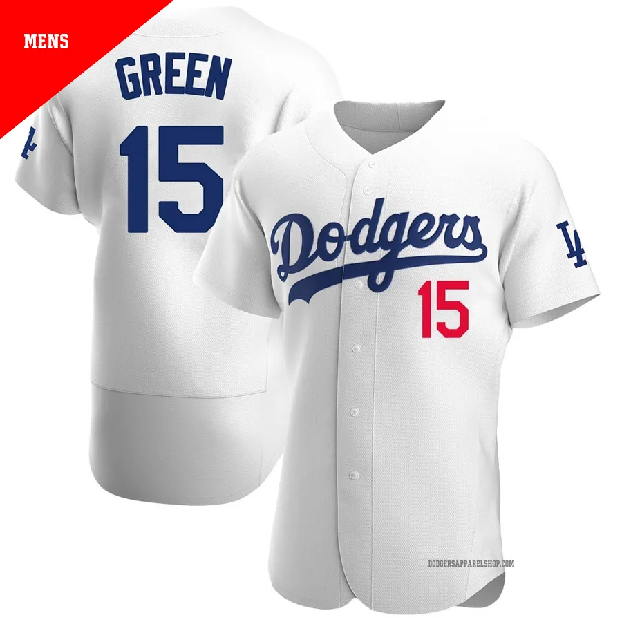 Men's Los Angeles Dodgers ＃15 Shawn Green White Authentic Home Jersey