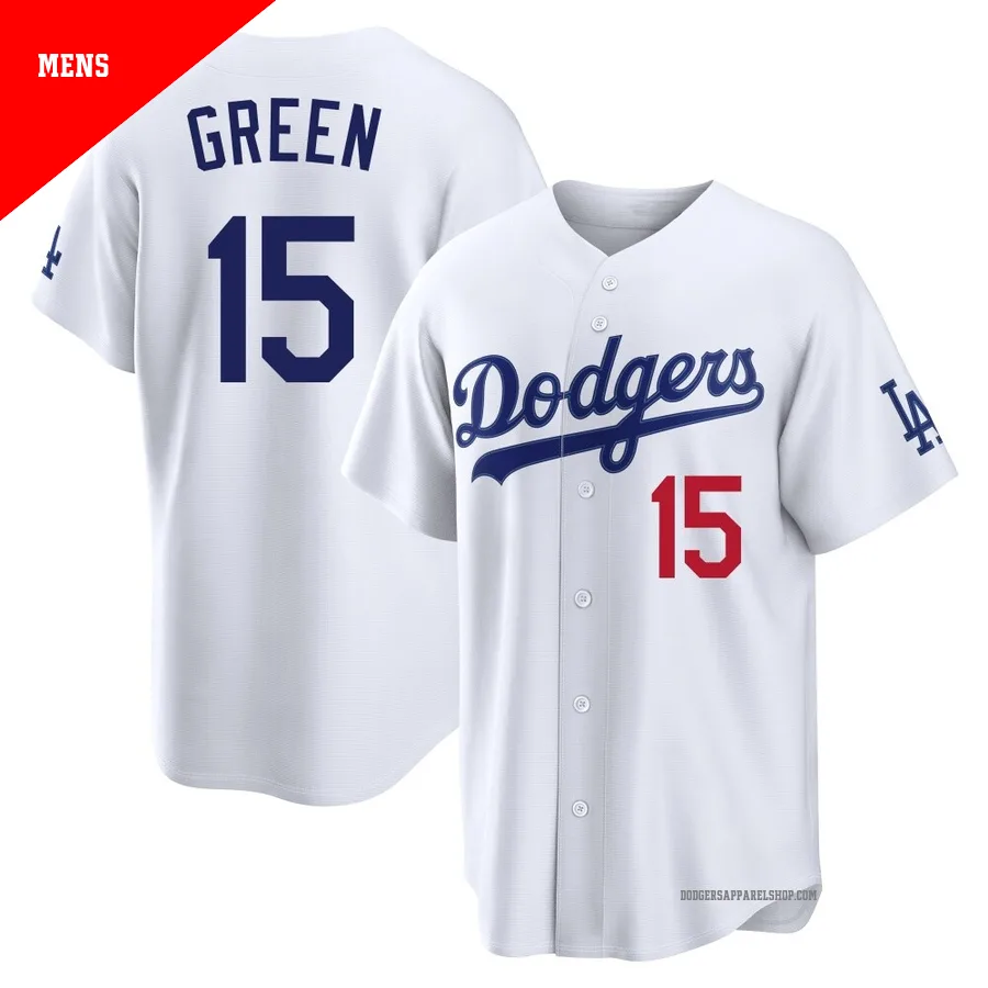 Men's Los Angeles Dodgers ＃15 Shawn Green White Limited Home Stadium Jersey