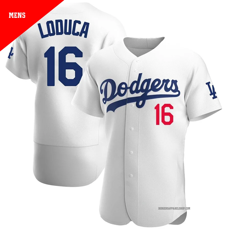 Men's Los Angeles Dodgers ＃16 Paul Loduca White Authentic Home Jersey