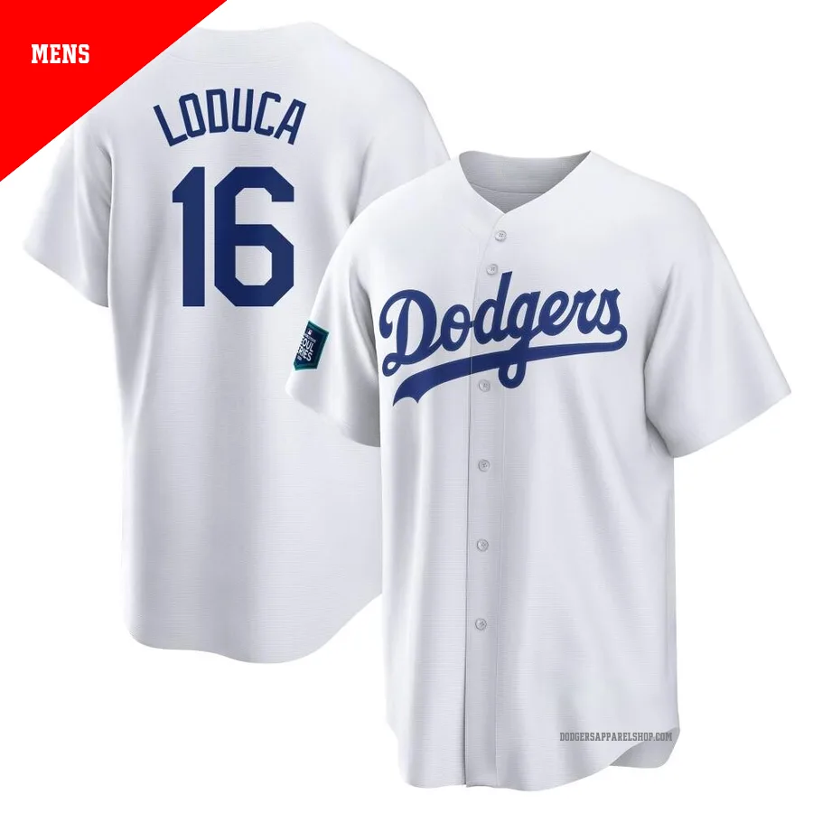 Men's Los Angeles Dodgers ＃16 Paul Loduca White Replica 2024 World Tour Seoul Series Home Jersey