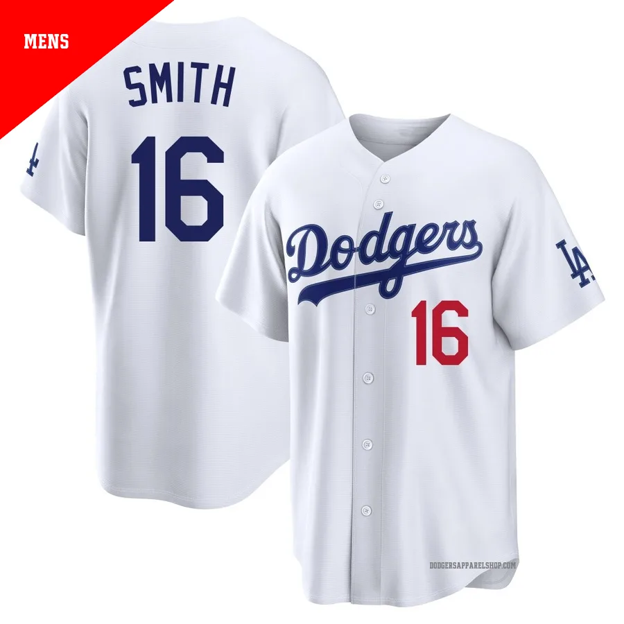 Men's Los Angeles Dodgers ＃16 Will Smith White Limited Home Stadium Jersey