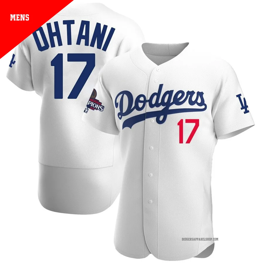 Men's Los Angeles Dodgers ＃17 Shohei Ohtani White Authentic Home Official 2024 World Series Champions Jersey