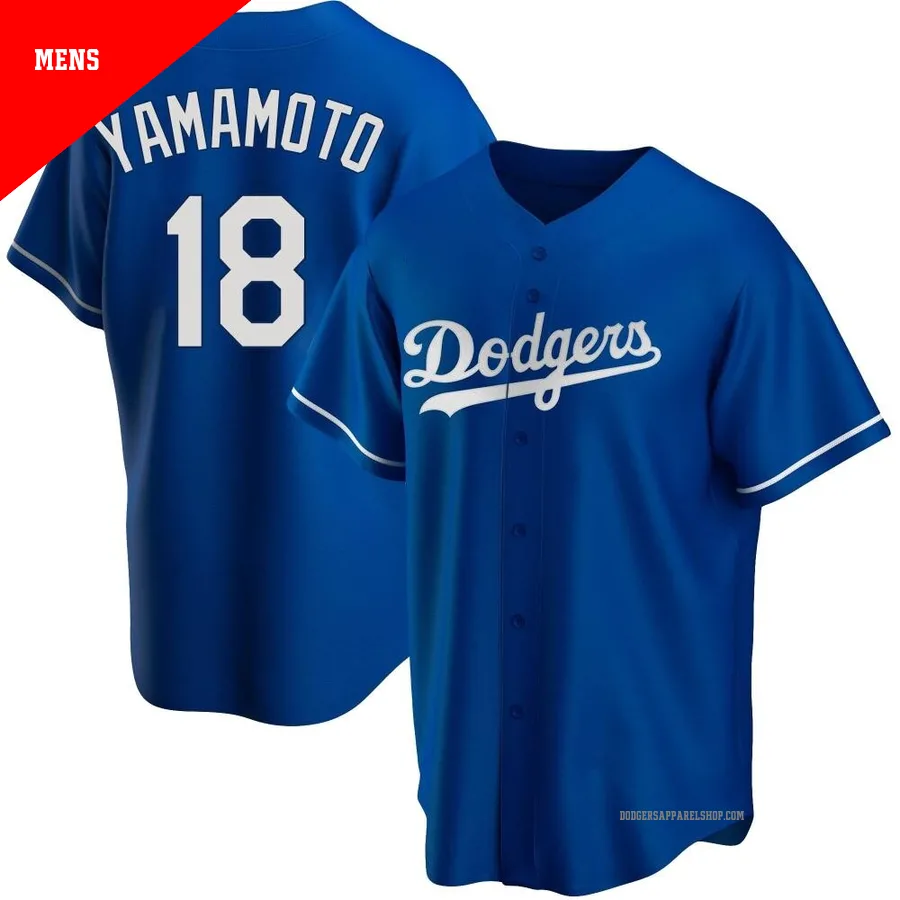 Men's Los Angeles Dodgers ＃18 Yoshinobu Yamamoto Royal Replica Alternate Jersey