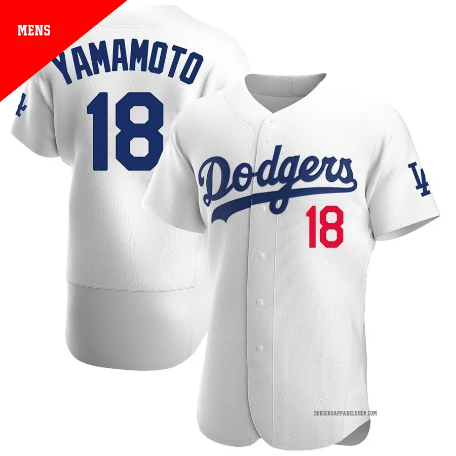 Men's Los Angeles Dodgers ＃18 Yoshinobu Yamamoto White Authentic Home Jersey