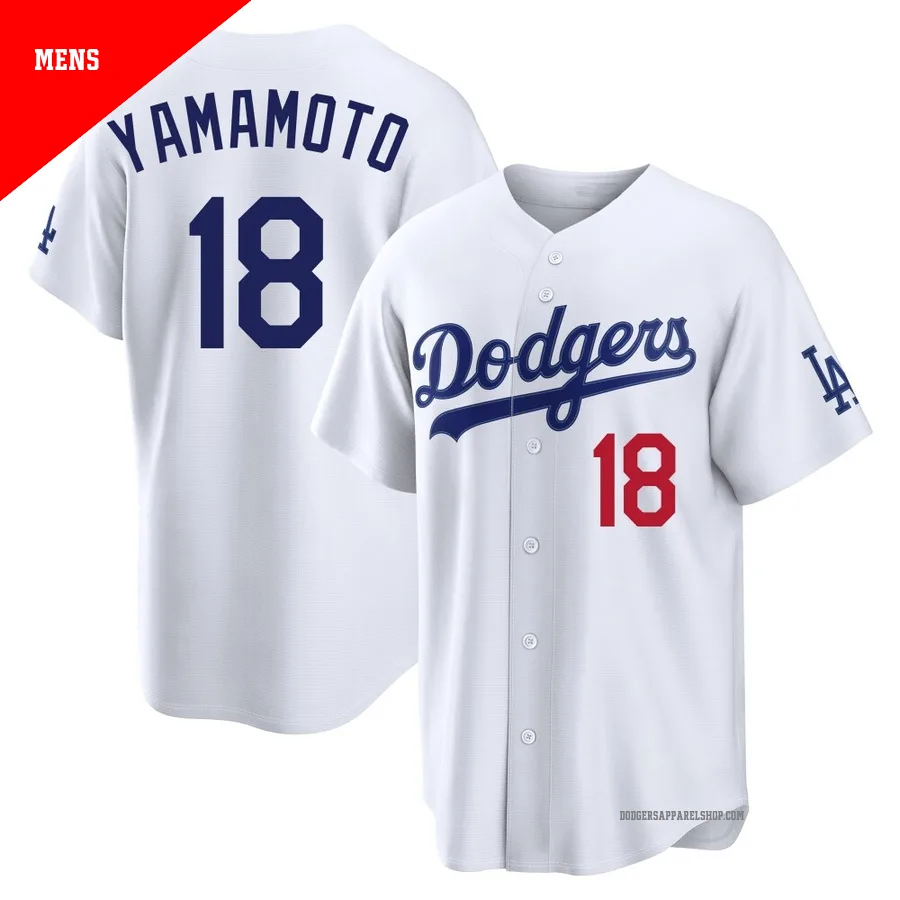 Men's Los Angeles Dodgers ＃18 Yoshinobu Yamamoto White Limited Home Stadium Jersey