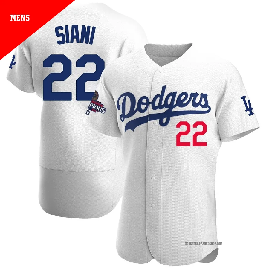 Men's Los Angeles Dodgers ＃22 Michael Siani White Authentic Home Official 2024 World Series Champions Jersey
