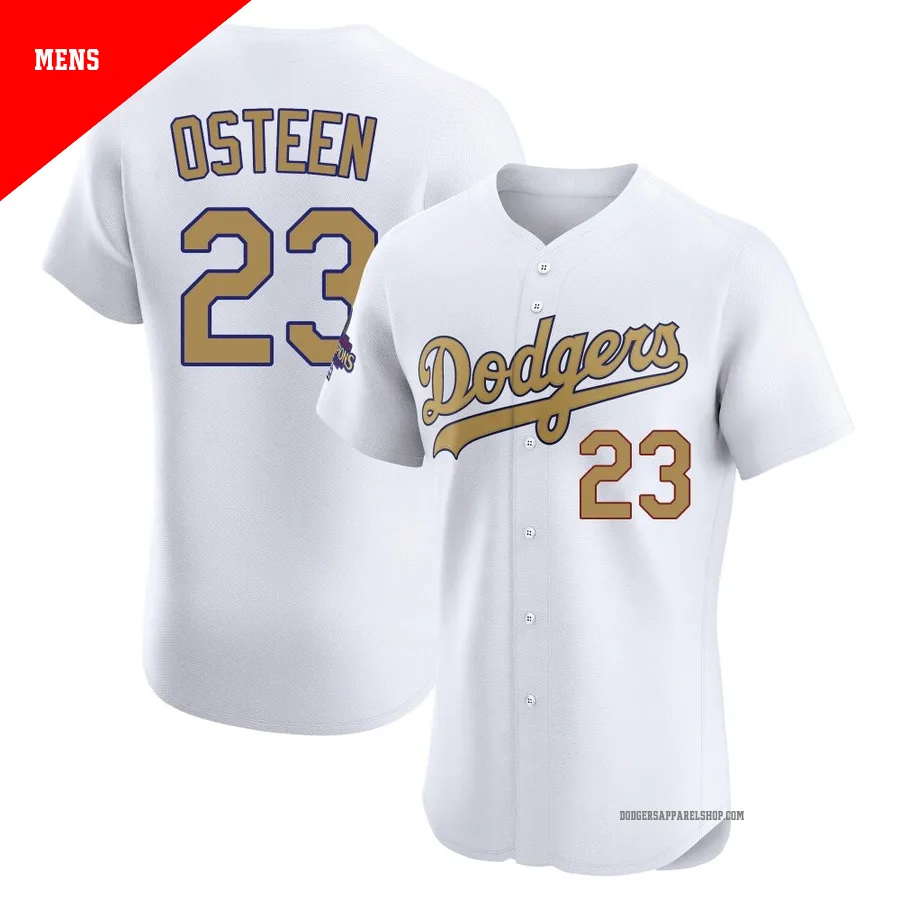 Men's Los Angeles Dodgers ＃23 Claude Osteen Gold Elite White 2025 Collection Jersey