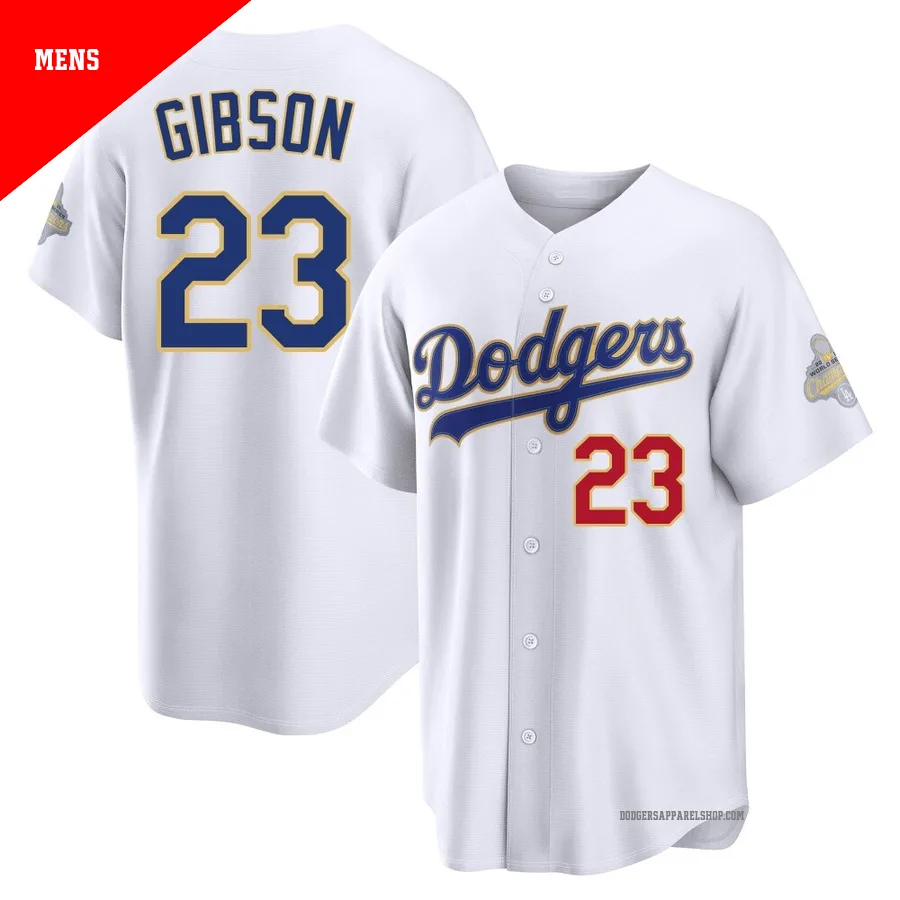 Men's Los Angeles Dodgers ＃23 Kirk Gibson Gold Limited White 2026 Collection Stadium Jersey