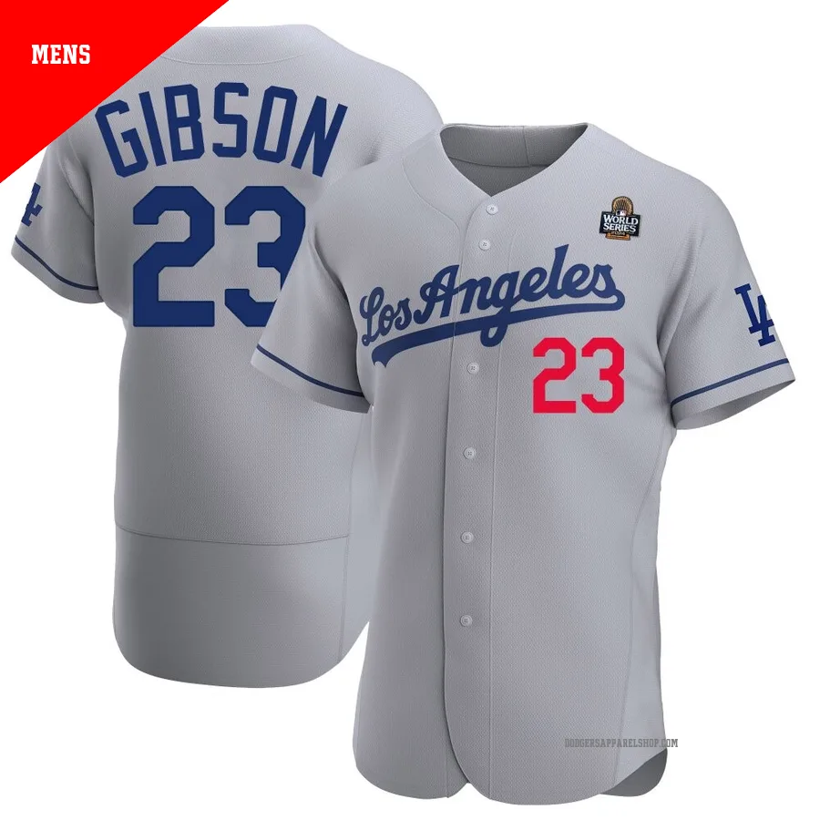 Men's Los Angeles Dodgers ＃23 Kirk Gibson Gray Authentic Away Official 2024 World Series Jersey
