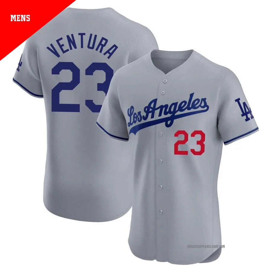 Men's Los Angeles Dodgers ＃23 Robin Ventura Gray Elite Road Jersey