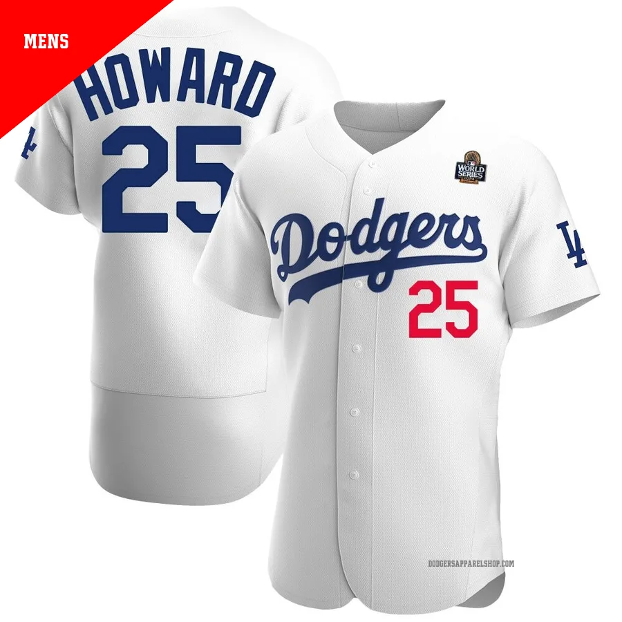 Men's Los Angeles Dodgers ＃25 Frank Howard White Authentic Home Official 2024 World Series Jersey