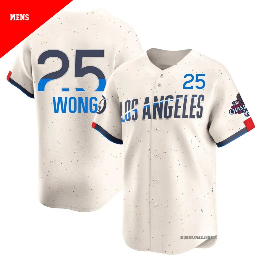 Men's Los Angeles Dodgers ＃25 Kolten Wong Cream Limited 2024 City Connect World Series Champions Jersey