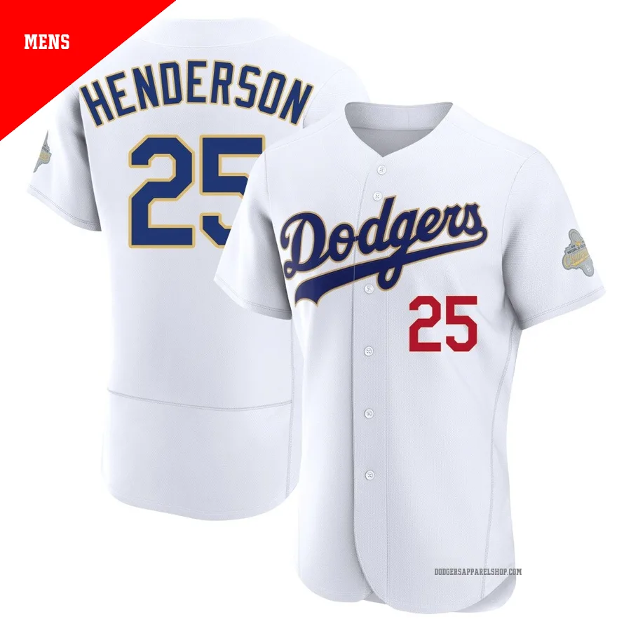 Men's Los Angeles Dodgers ＃25 Rickey Henderson Gold Authentic White 2026 Collection Jersey