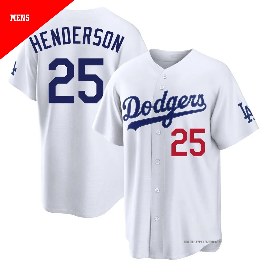 Men's Los Angeles Dodgers ＃25 Rickey Henderson White Limited Home Stadium Jersey
