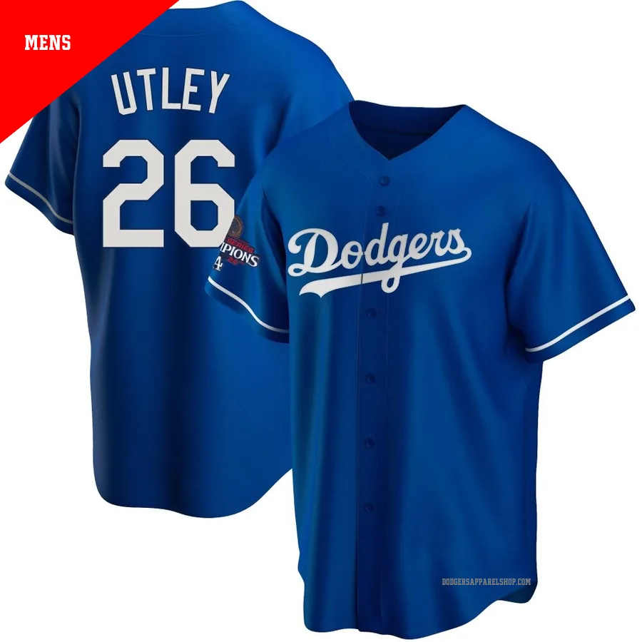 Men's Los Angeles Dodgers ＃26 Chase Utley Royal Replica Alternate 2024 World Series Champions Jersey