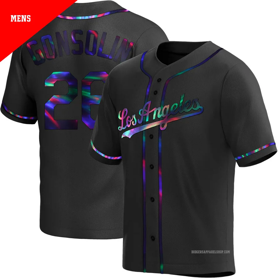 Men's Los Angeles Dodgers ＃26 Tony Gonsolin Black Replica Holographic Alternate Jersey