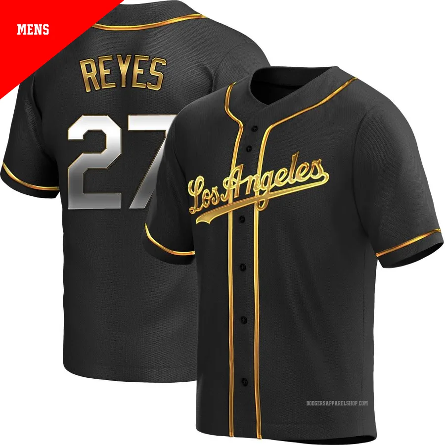 Men's Los Angeles Dodgers ＃27 Alex Reyes Gold Replica Black en Alternate Jersey
