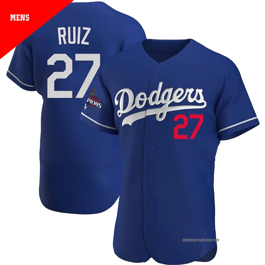 Men's Los Angeles Dodgers ＃27 Esteury Ruiz Royal Authentic Alternate 2024 World Series Champions Jersey