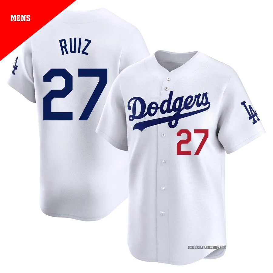 Men's Los Angeles Dodgers ＃27 Esteury Ruiz White Limited Home Jersey