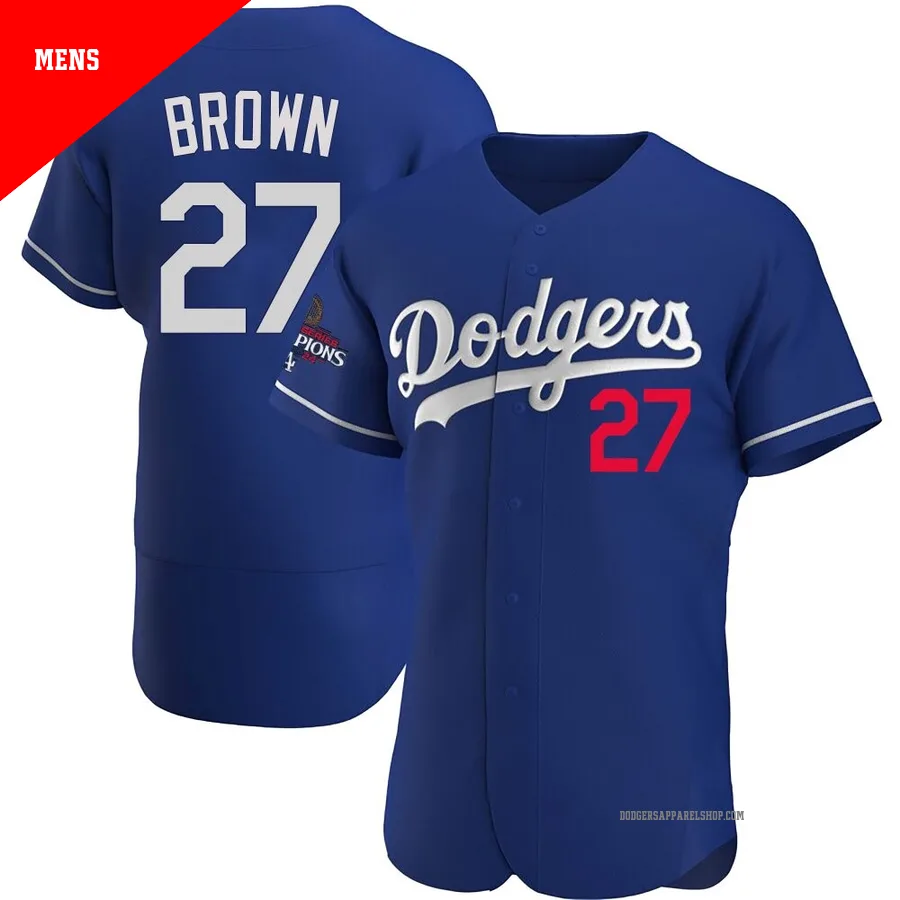 Men's Los Angeles Dodgers ＃27 Kevin Brown Royal Authentic Alternate 2024 World Series Champions Jersey