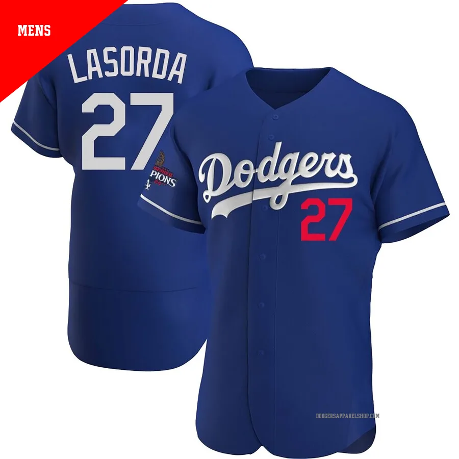 Men's Los Angeles Dodgers ＃27 Tommy Lasorda Royal Authentic Alternate 2024 World Series Champions Jersey
