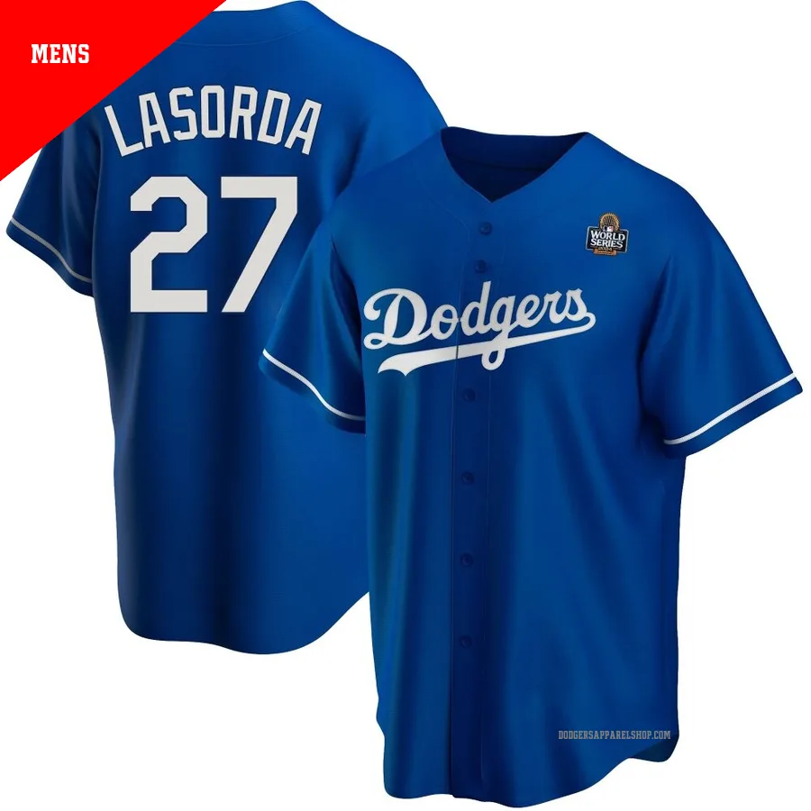 Men's Los Angeles Dodgers ＃27 Tommy Lasorda Royal Replica Alternate 2024 World Series Jersey
